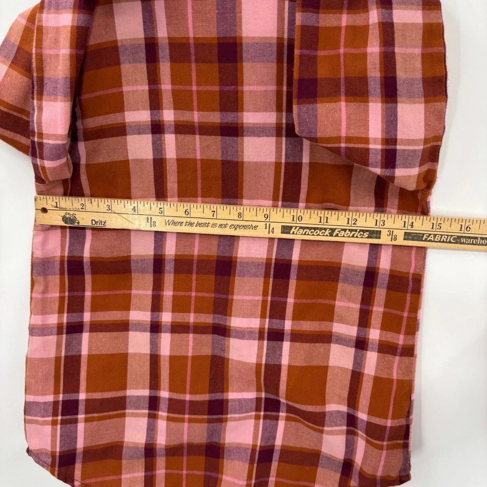The Children's Place Flannel Shirt Kids Size 7/8 Pink Orange Plaid Button Down